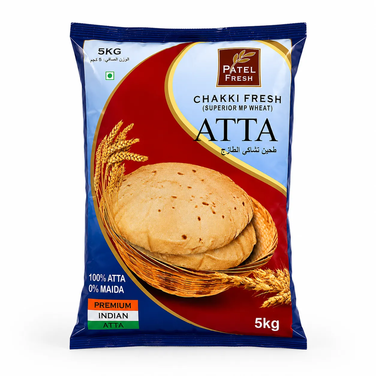 Patel Chakki Fresh Atta 5kg | Fresh Whole Wheat Flour